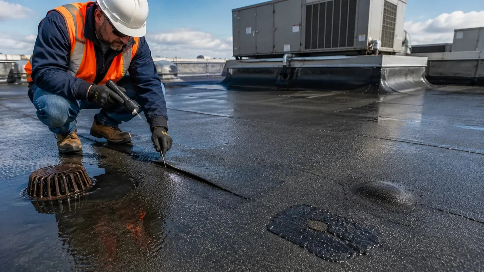 Commercial Roof Membrane Puncture Repair in Carrollton, TX